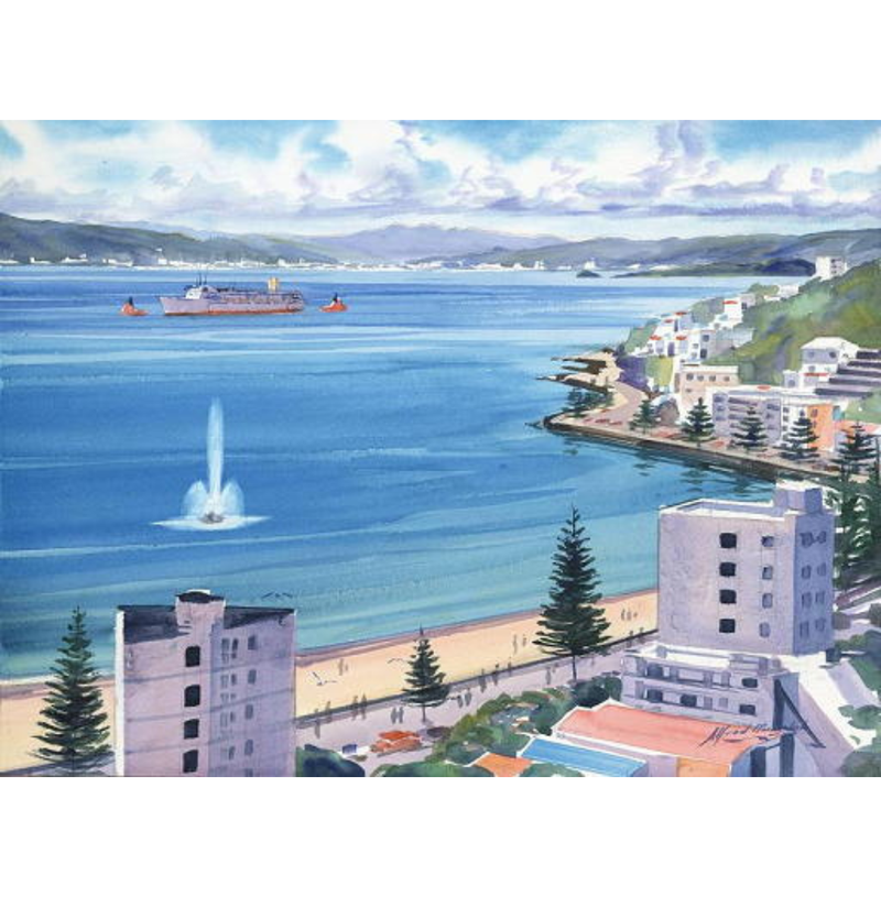 Above Oriental Bay A4 Print by Alfred Memelink