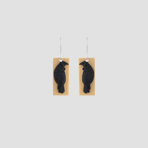 Boisterous Ngā Tui Earrings - Cream and Black