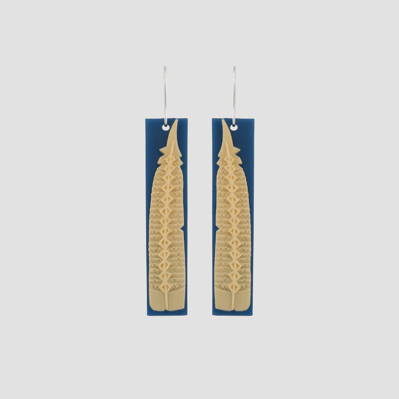Huia Feather Earrings - Blue