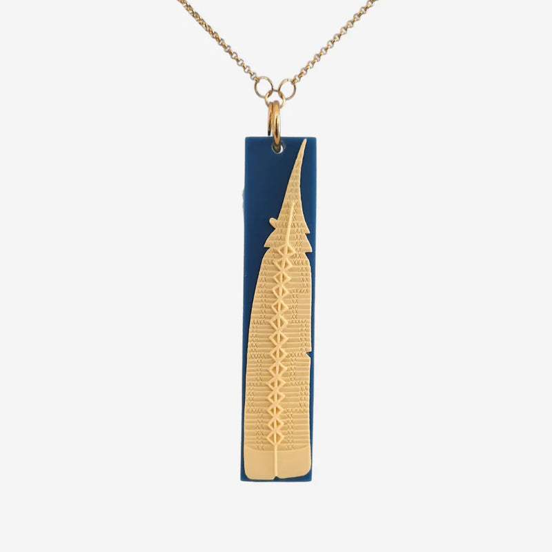 Huia Feather Necklace - Blue