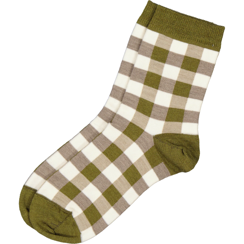 Merino Check Socks - Khaki